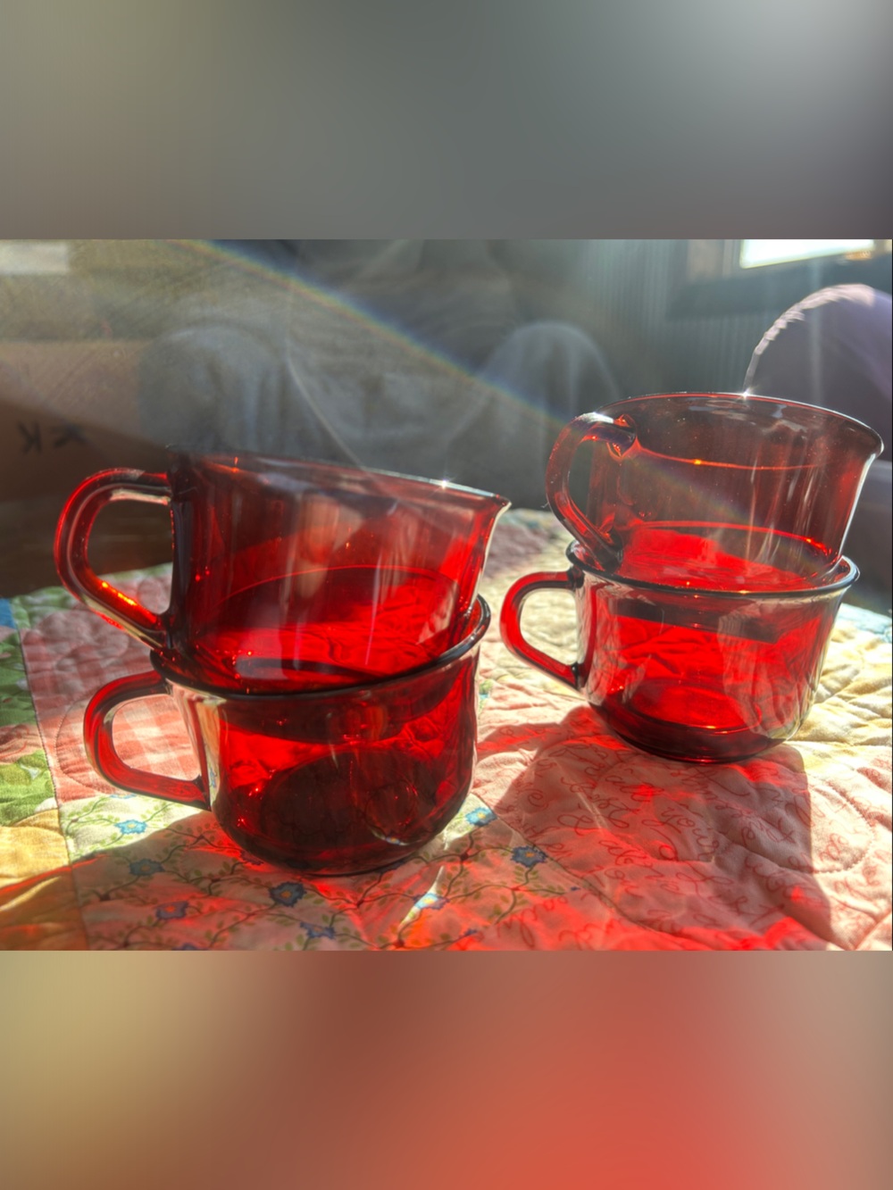 Set of 4 Ruby Red Glass tea cups